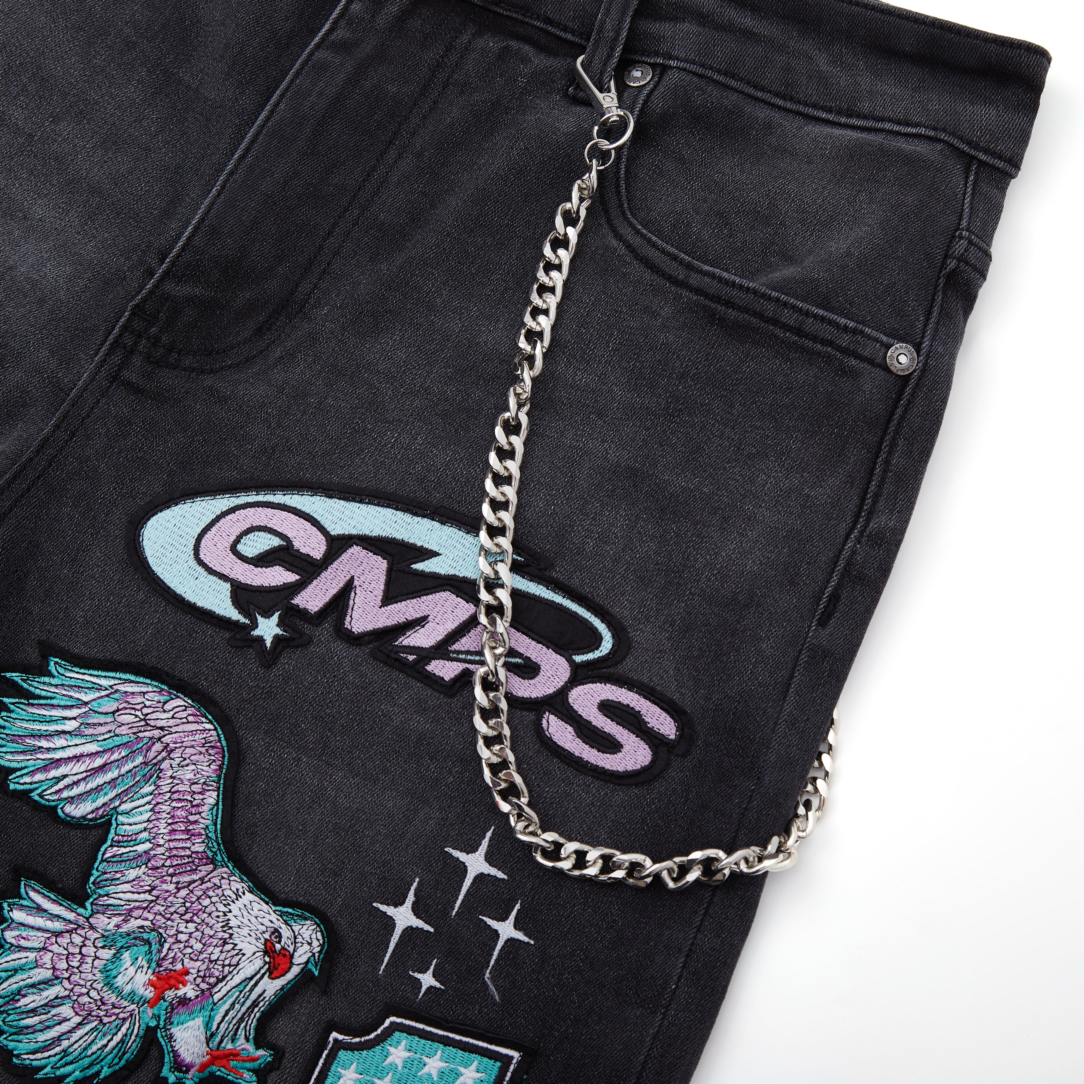 Motor Sports Denim Shorts - Washed Black